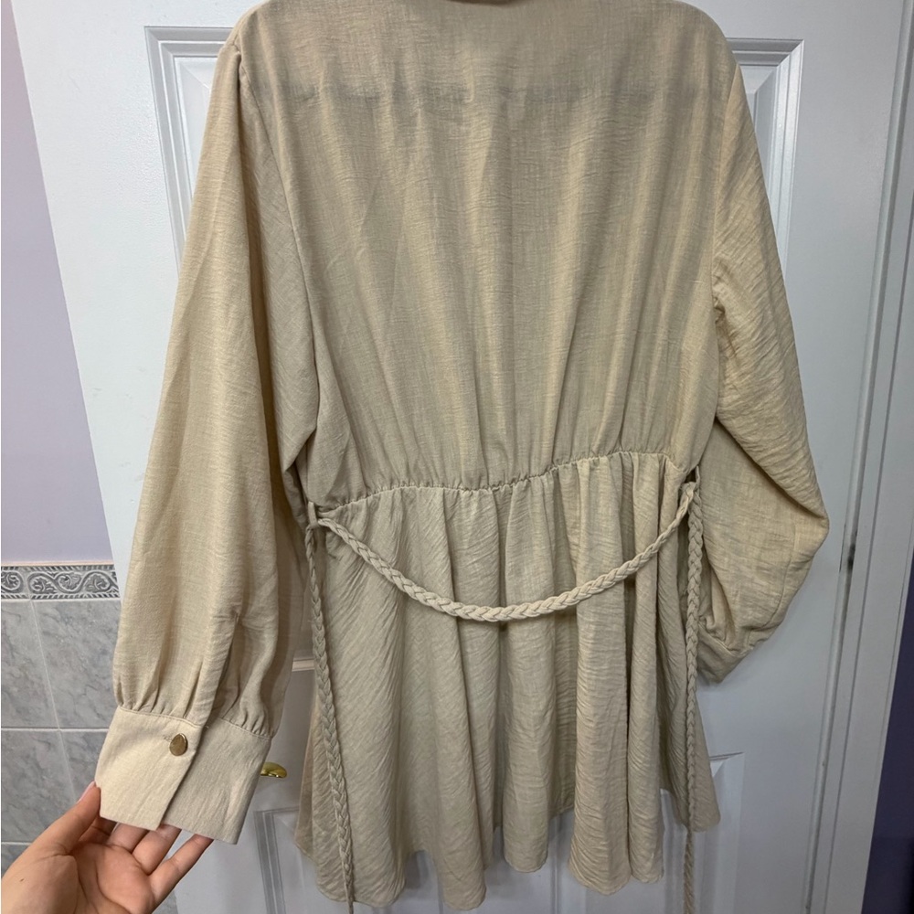 Zara Beige Long Sleeve Dress - Picture 4 of 5